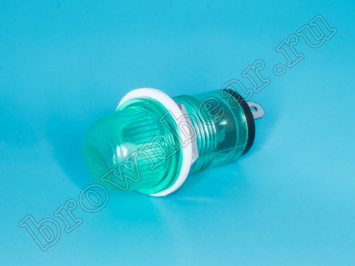 Лампа неоновая 220 В с резистором, d 14 мм, зеленая