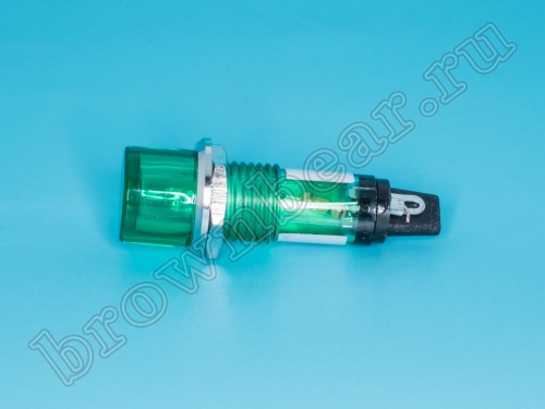 Лампа неоновая 220 В с резистором, d 12 мм, зеленая фото 2