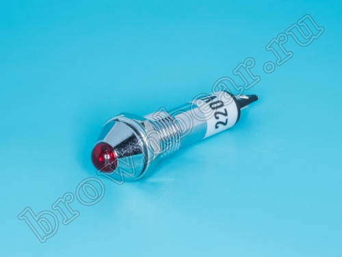 Лампа неоновая с резистором 220В в корпусе, красная фото 2