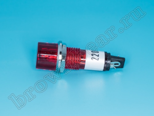 Лампа неоновая 220 В с резистором, d 12 мм, красная фото 3