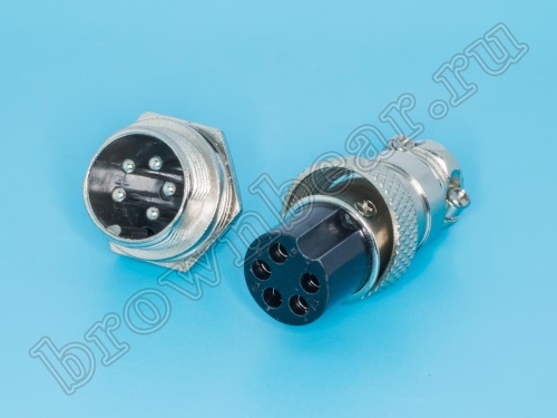 Разъем M16 5 контактов розетка на кабель, вилка на блок, тип GX16, комплект AC-M16-5 фото 6